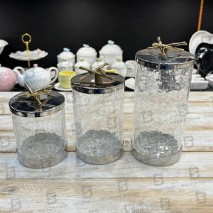 بانکه سه سایز شیشه ترک طرح بامبو