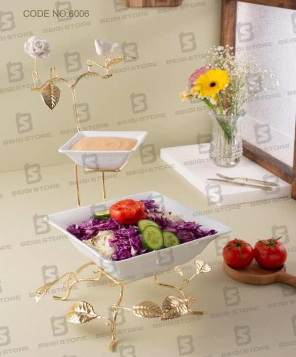 سالاد خوری مربع گل و پرنده کد 6006